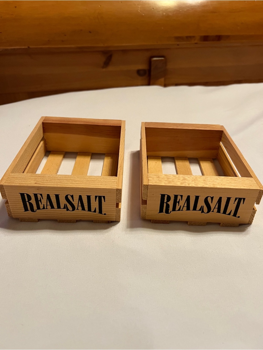 Branded Wooden Storage Crates - Natural Wood Set of Two